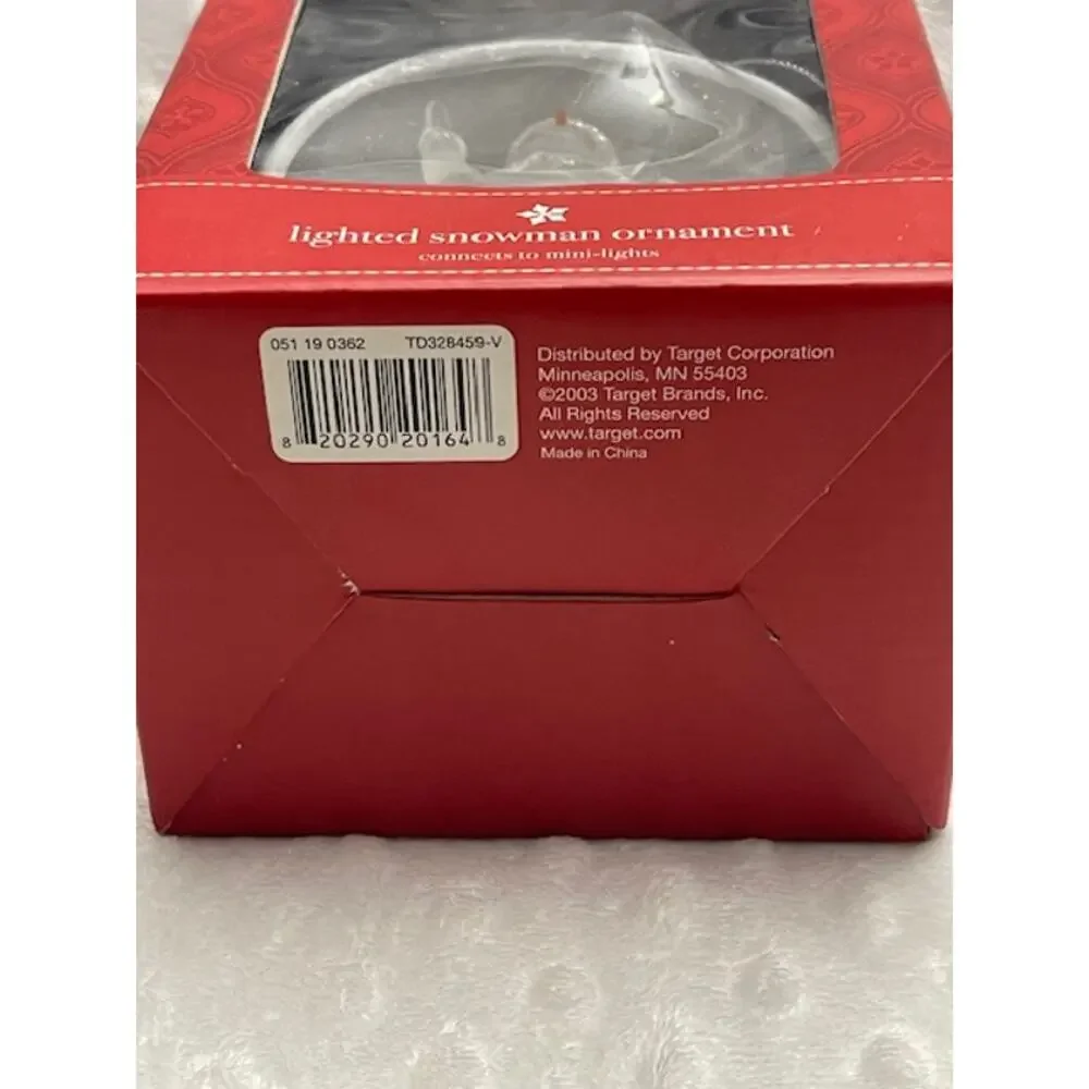 Vintage 2003 Target Exclusive Color Changing Lighted Snowman Ball Ornament-NIB